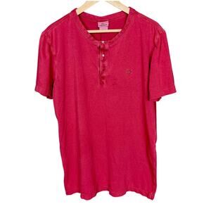 Lacoste Dark Red Short Sleeve Henley Casual Preppy Vacation EU 6 / US XL